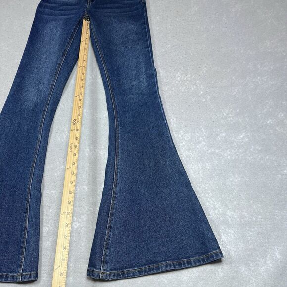 A Loves A Jeans Womens Size 25 Blue High Rise Extreme Flared Denim Jeans Pockets - Picture 9 of 15